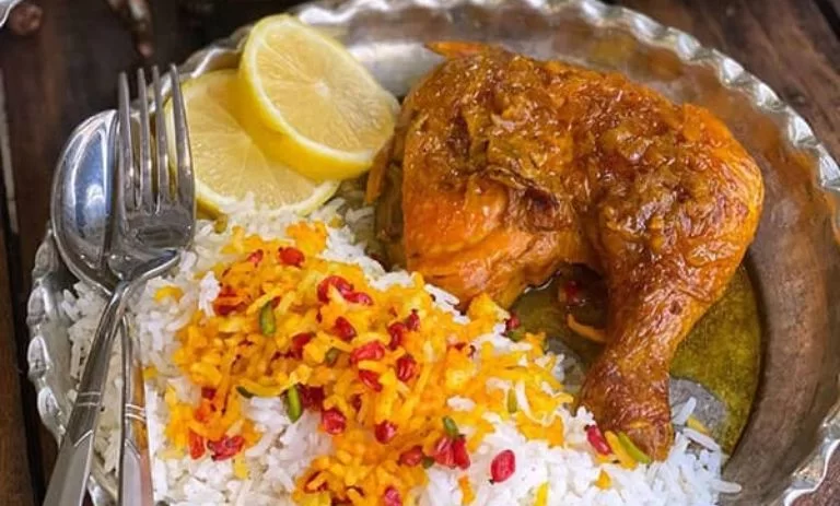 طرز تهیه مرغ شاندیزی زعفرانی