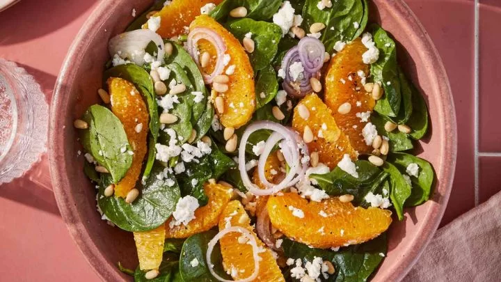 طرز تهیه سالاد اسفناج و پرتقال